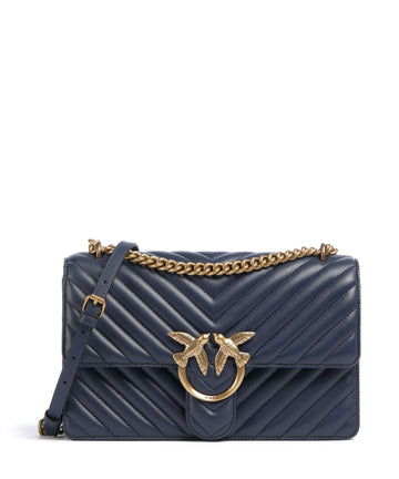 Pinko Love One Classic Axelremsväska blu indaco ombroso/antique gold