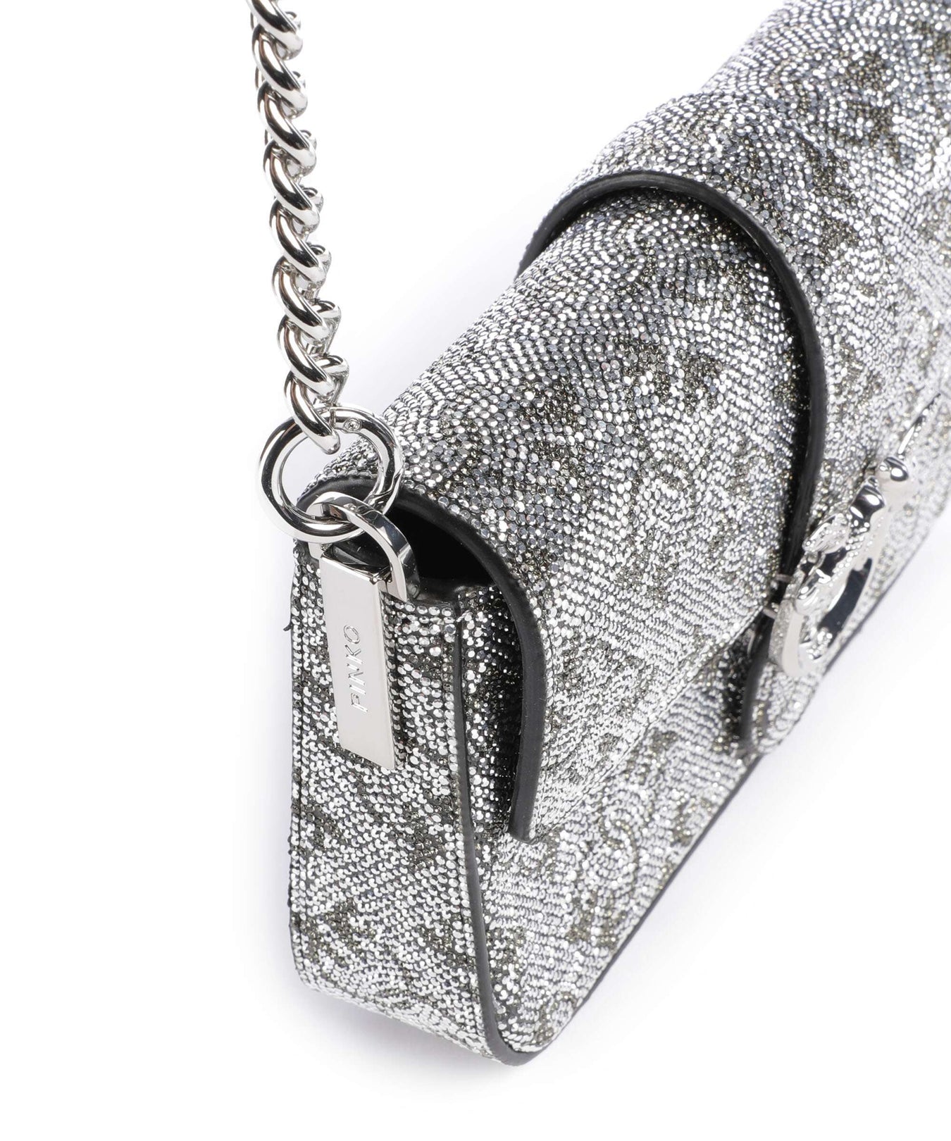 Pinko Love One Baby Slouchy Crossbody bag argento/nickel lucido