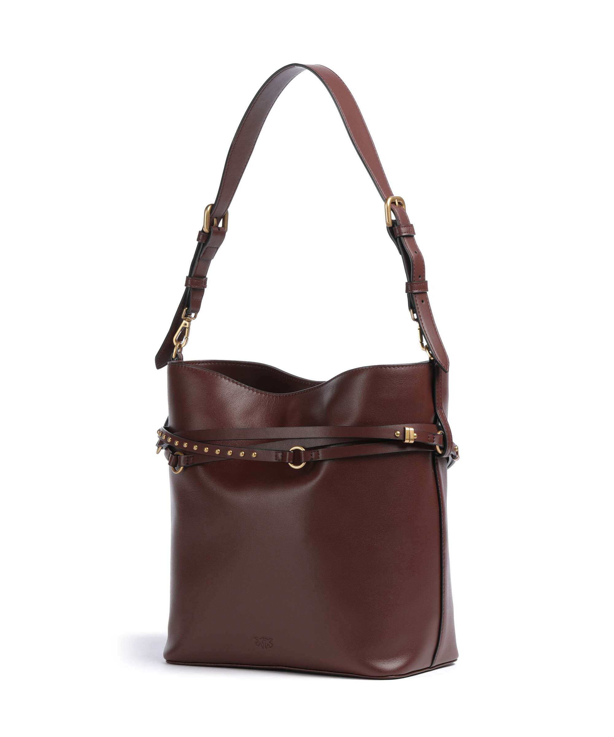 Pinko Belt Classic Bucket bag burgundy wine/antique gold
