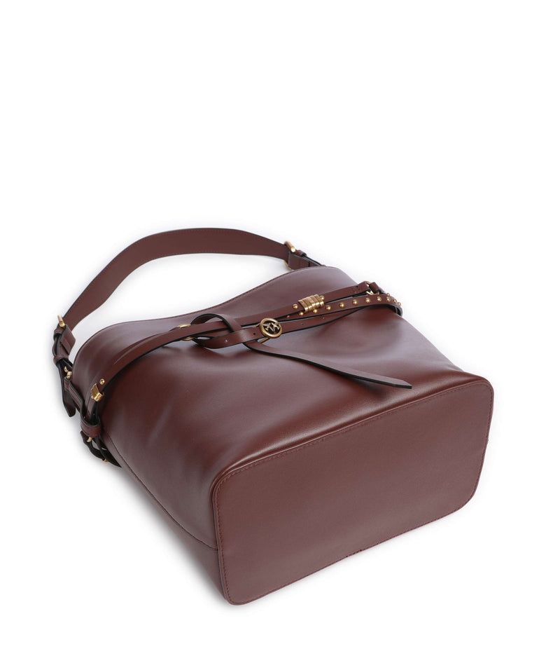 Pinko Belt Classic Bucket bag burgundy wine/antique gold