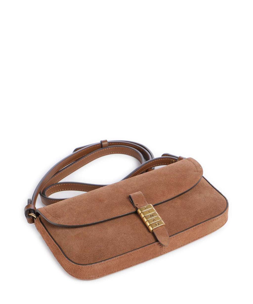 Pinko Saddle Flat Crossbody bag marrone/leone/antique gold