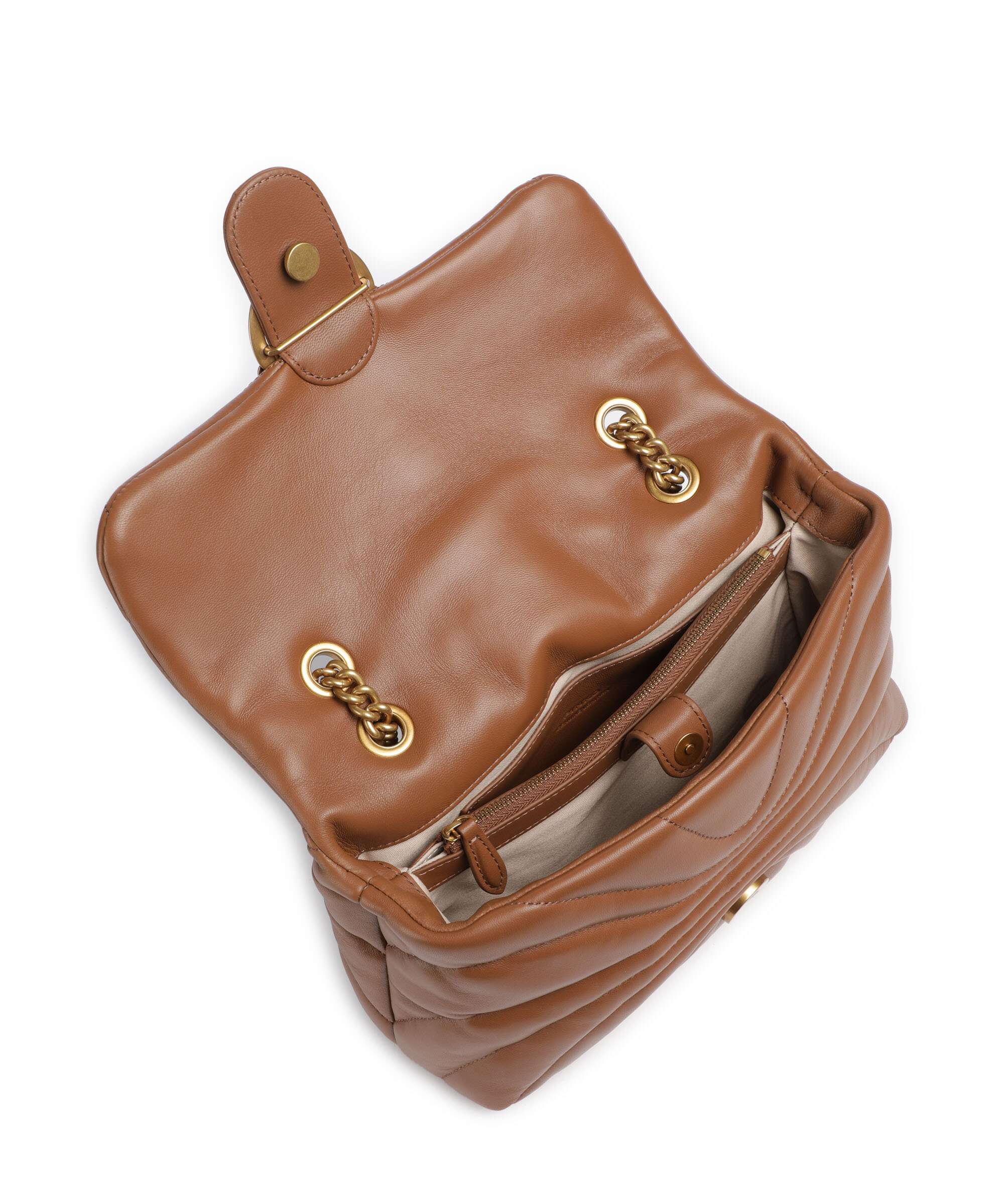 Pinko Love Puff Classic Shoulder bag marrone/leone/antique gold