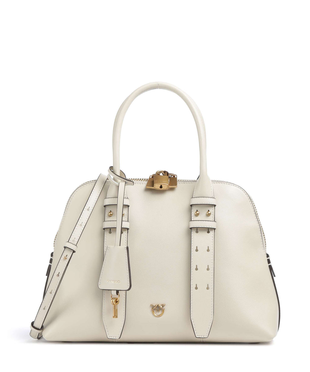 Pinko Bowling Medium Handbag bianco seta/antique gold