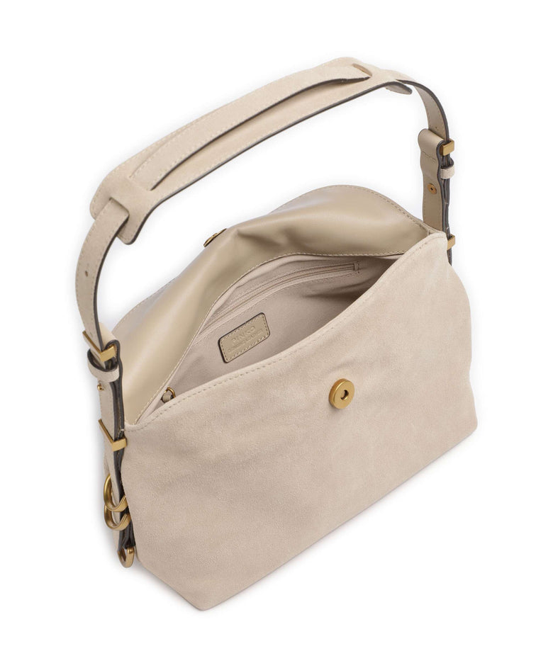 Pinko Saddle Horizontal Mini Shoulder bag beige/grigio fumo/antique gold
