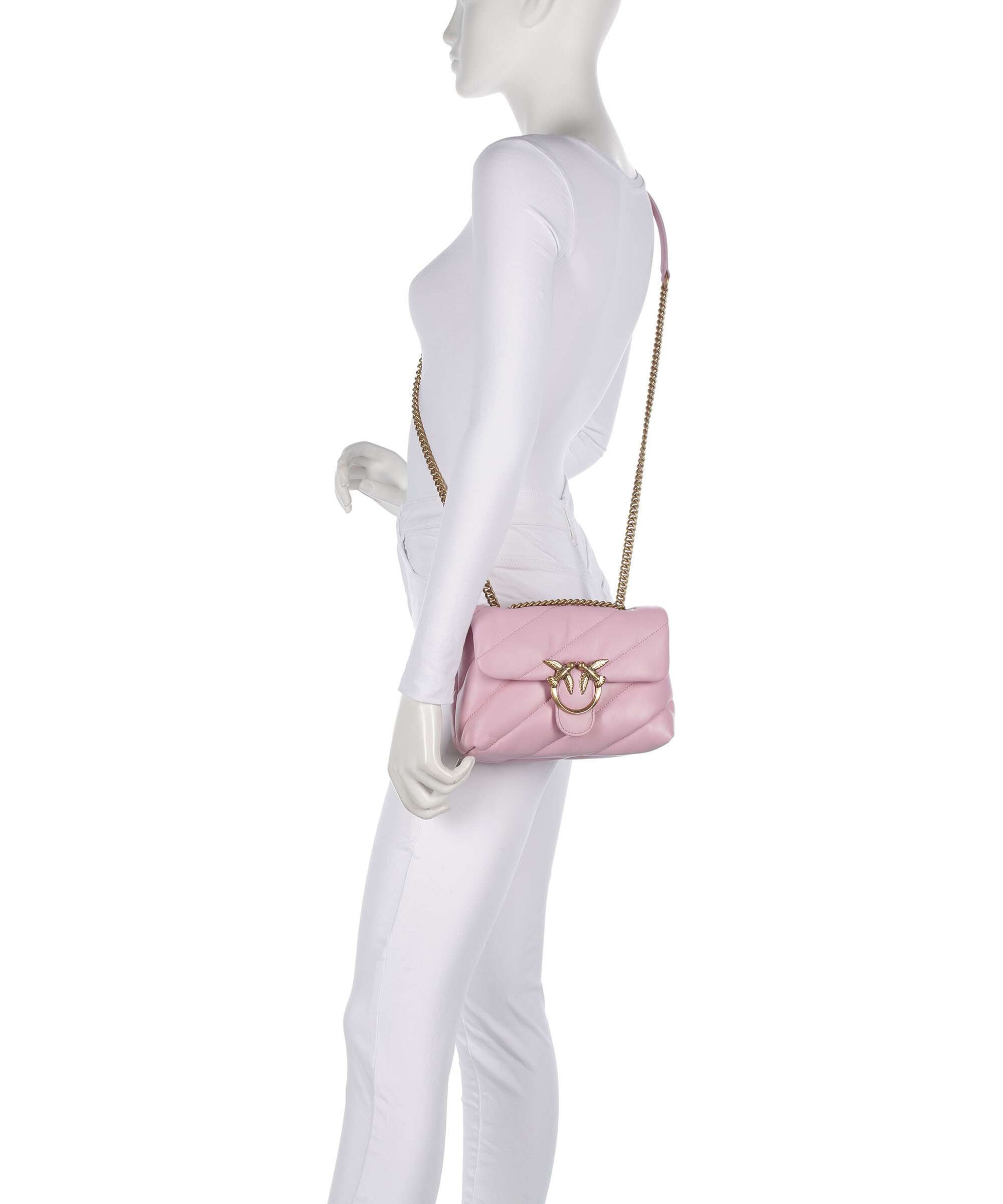 Pinko Love Puff Mini Shoulder bag rosa chiaro/antique gold