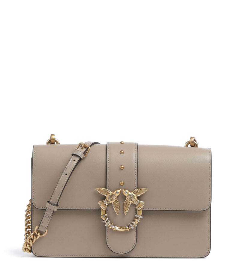 Pinko Love One Classic New Buckle Crossbody bag grigio talpa/antique gold