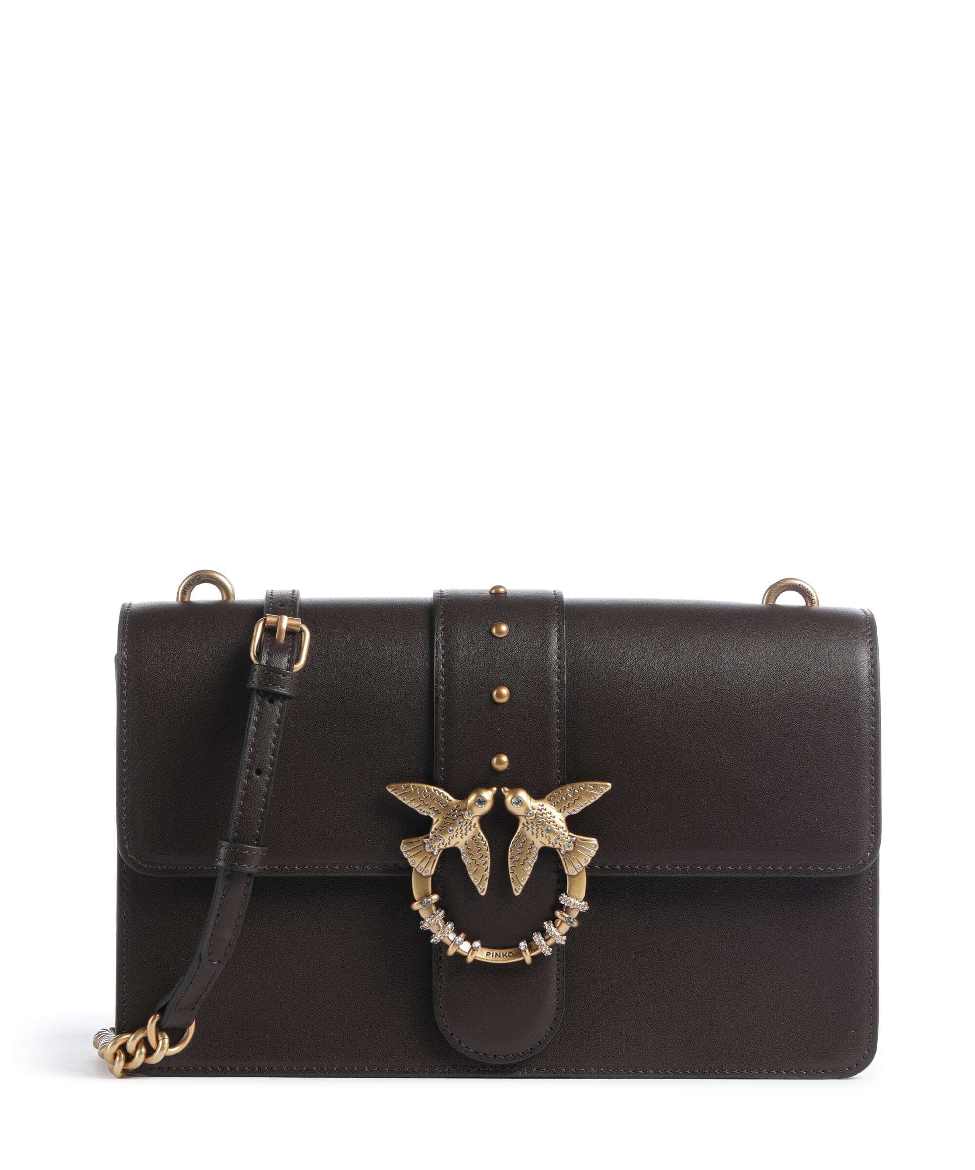 Pinko Love One Classic New Buckle Crossbody bag marrone marasca/antique gold