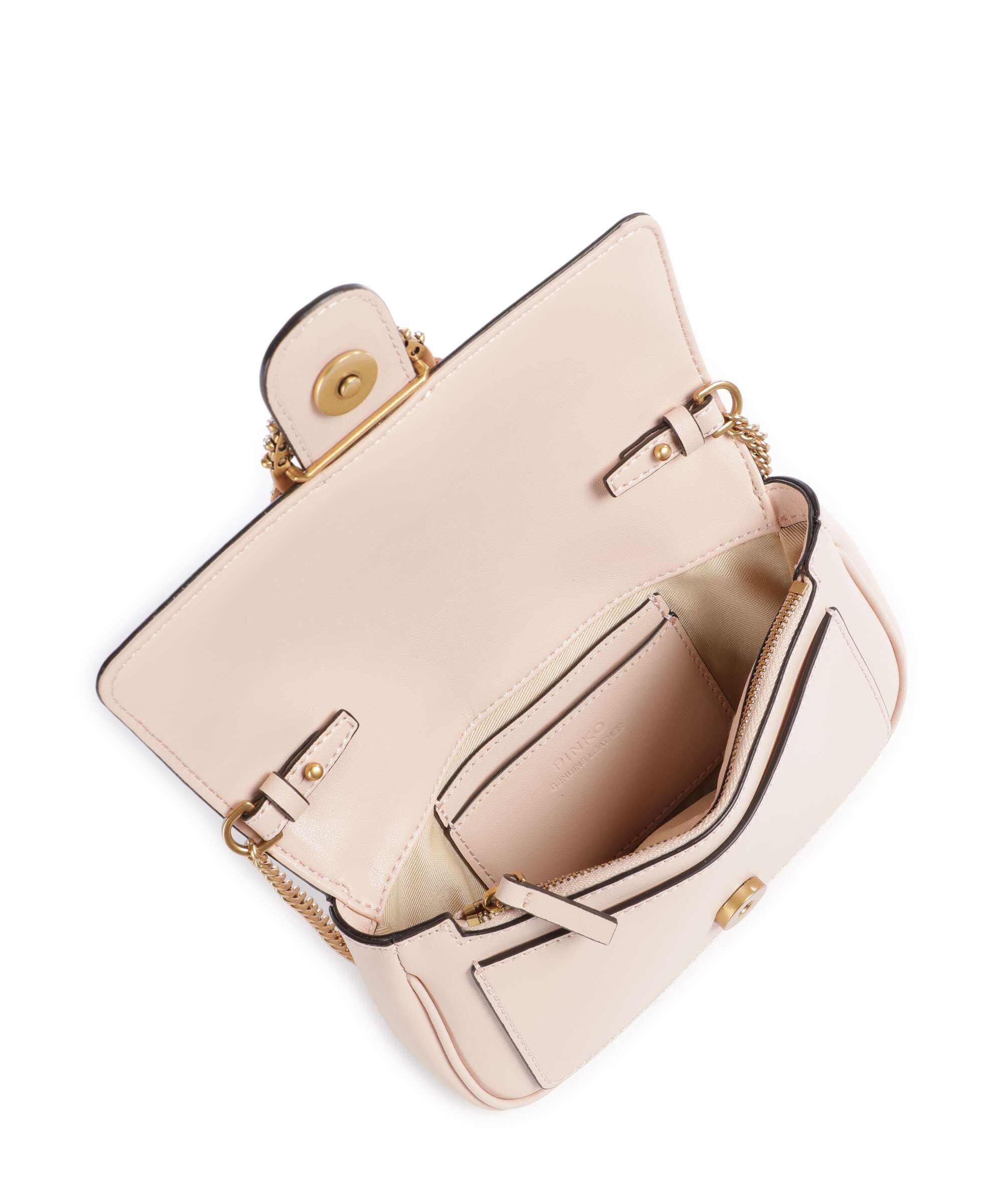 Pinko Love One Pocket New Buckle Crossbody bag rosa cammeo/antique gold