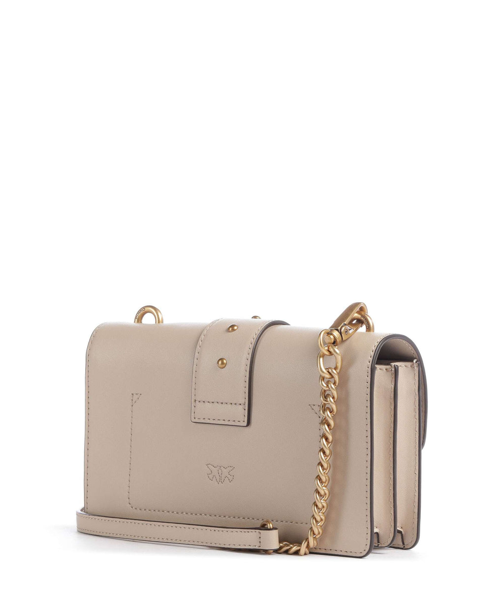 Pinko Love One Mini New Buckle Crossbody bag beige/grigio fumo/antique gold