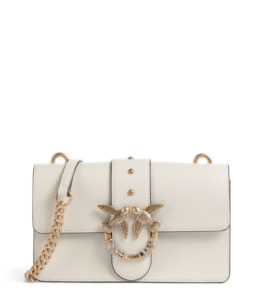 Pinko Love One Mini New Buckle Crossbody bag bianco seta/antique gold