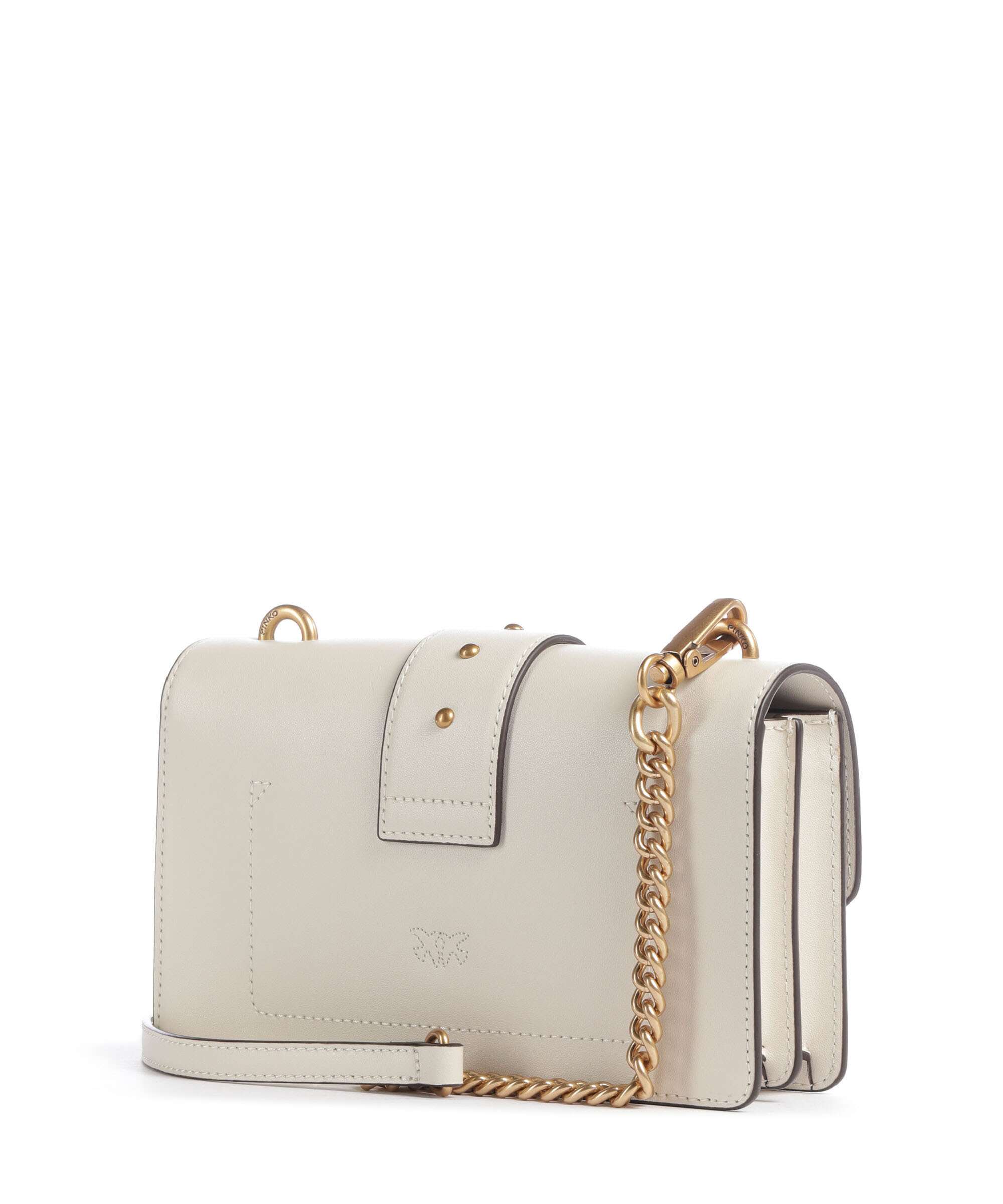 Pinko Love One Mini New Buckle Crossbody bag bianco seta/antique gold
