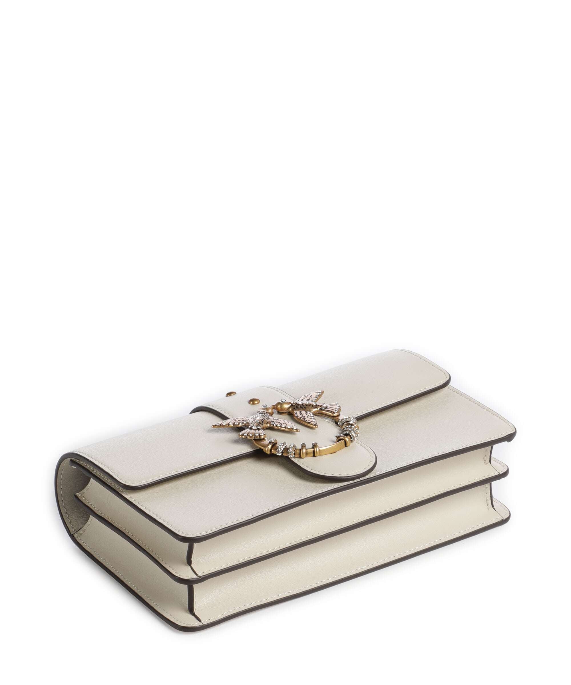 Pinko Love One Mini New Buckle Crossbody bag bianco seta/antique gold