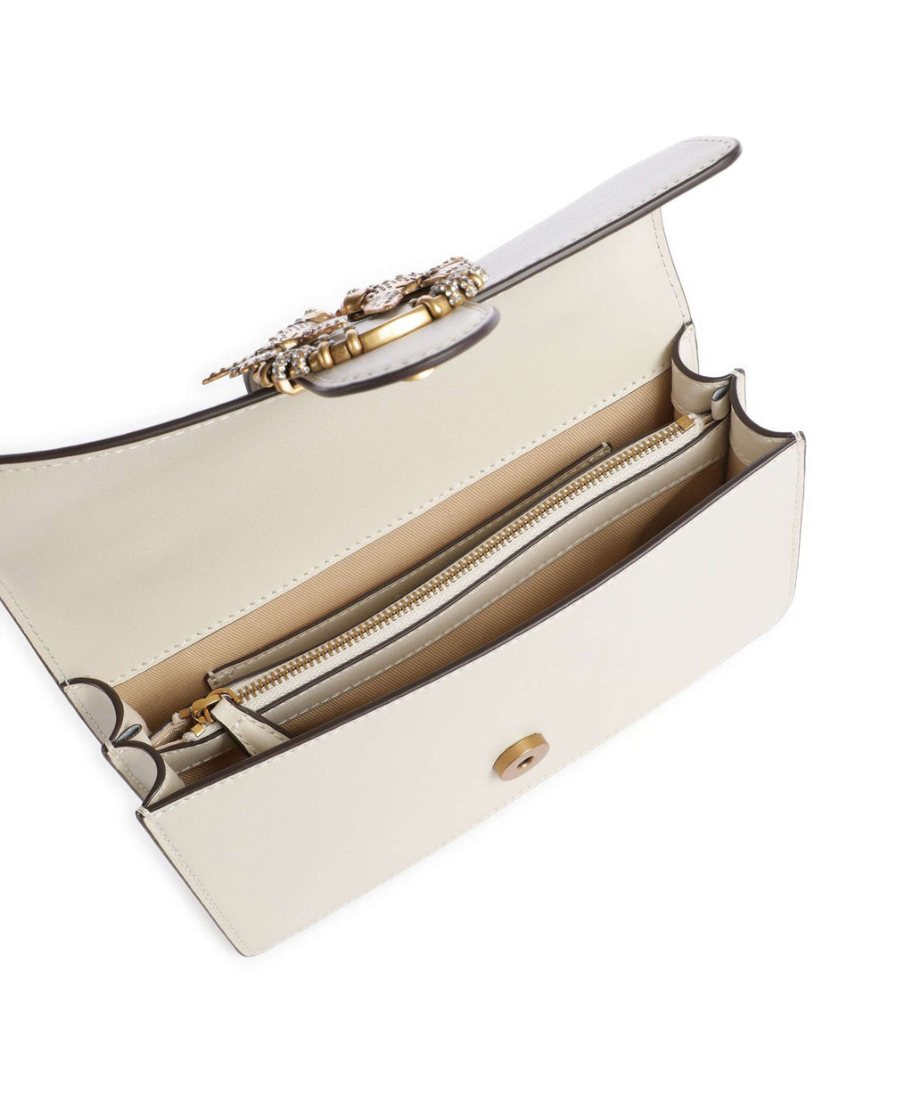 Pinko Love One Mini New Buckle Crossbody bag bianco seta/antique gold
