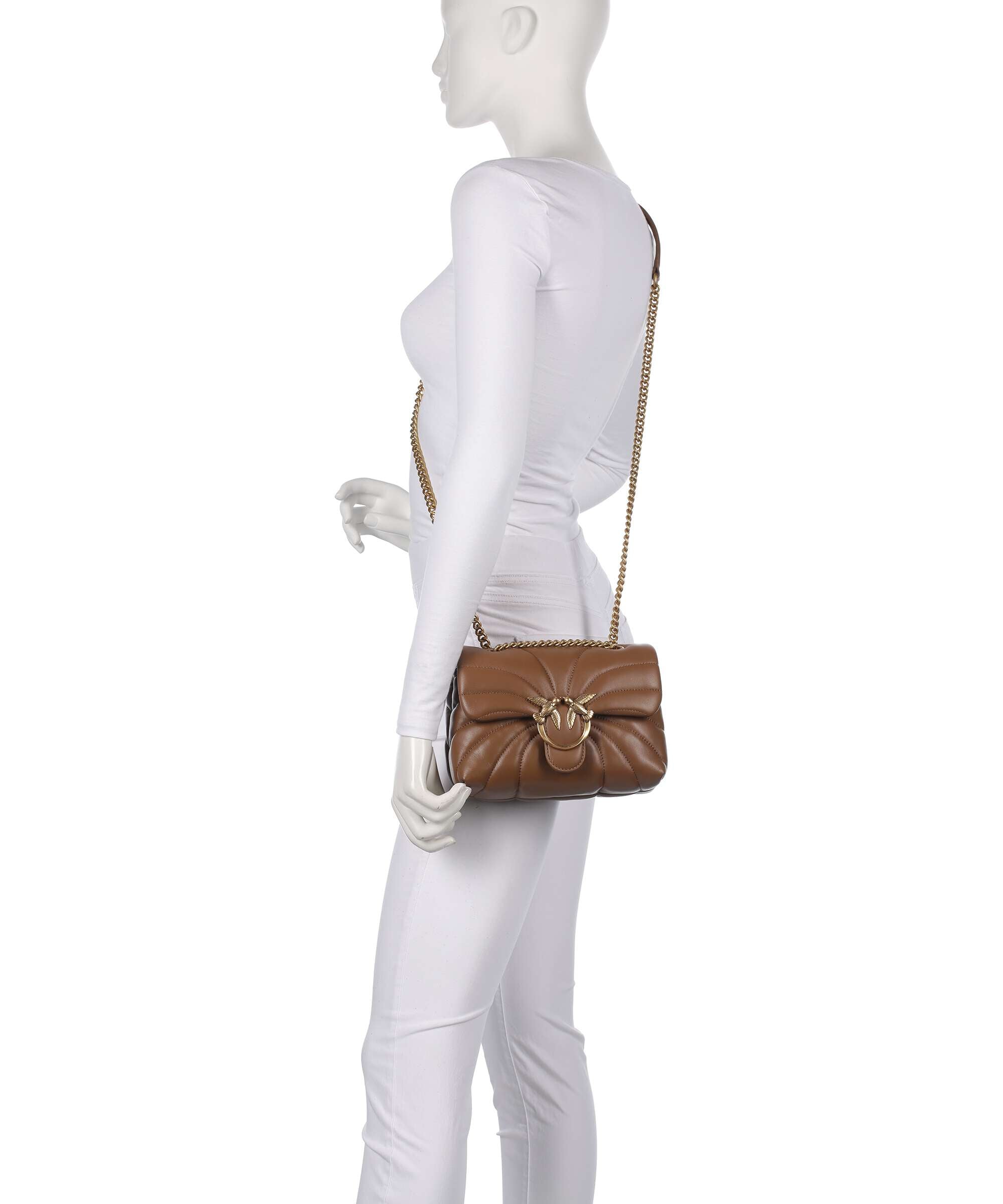 Pinko Love Puff Mini Shoulder bag marrone cognac/antique gold
