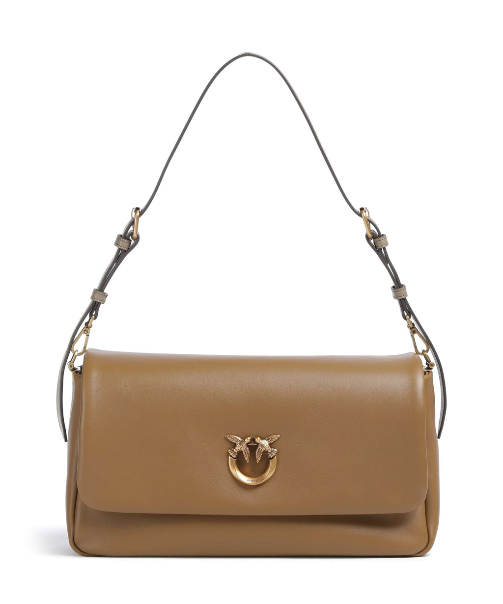 Pinko Click Soft Horizontal Shoulder bag grigio talpa/antique gold