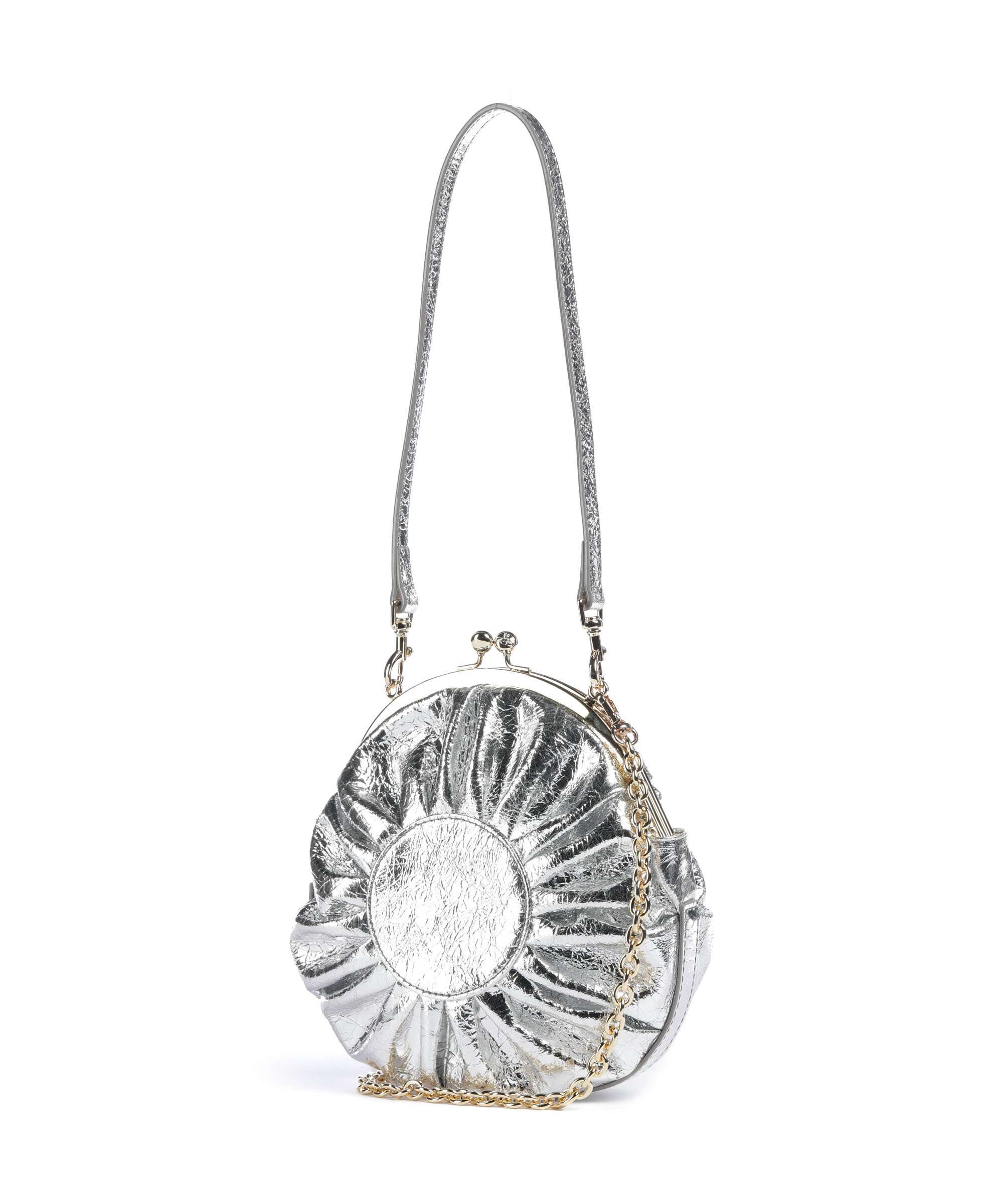 Vivienne Westwood Rosie Frame Metallic Crinkle Crossbody bag silver