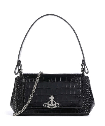 Vivienne Westwood Hazel Embossed Croc Medium Axelremsväska black