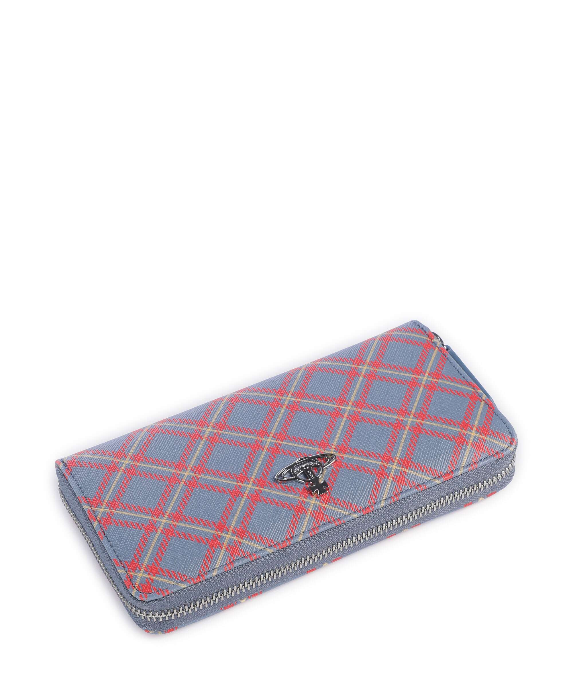 Vivienne Westwood Saffiano Printed Classic Wallet blue/orange tartan