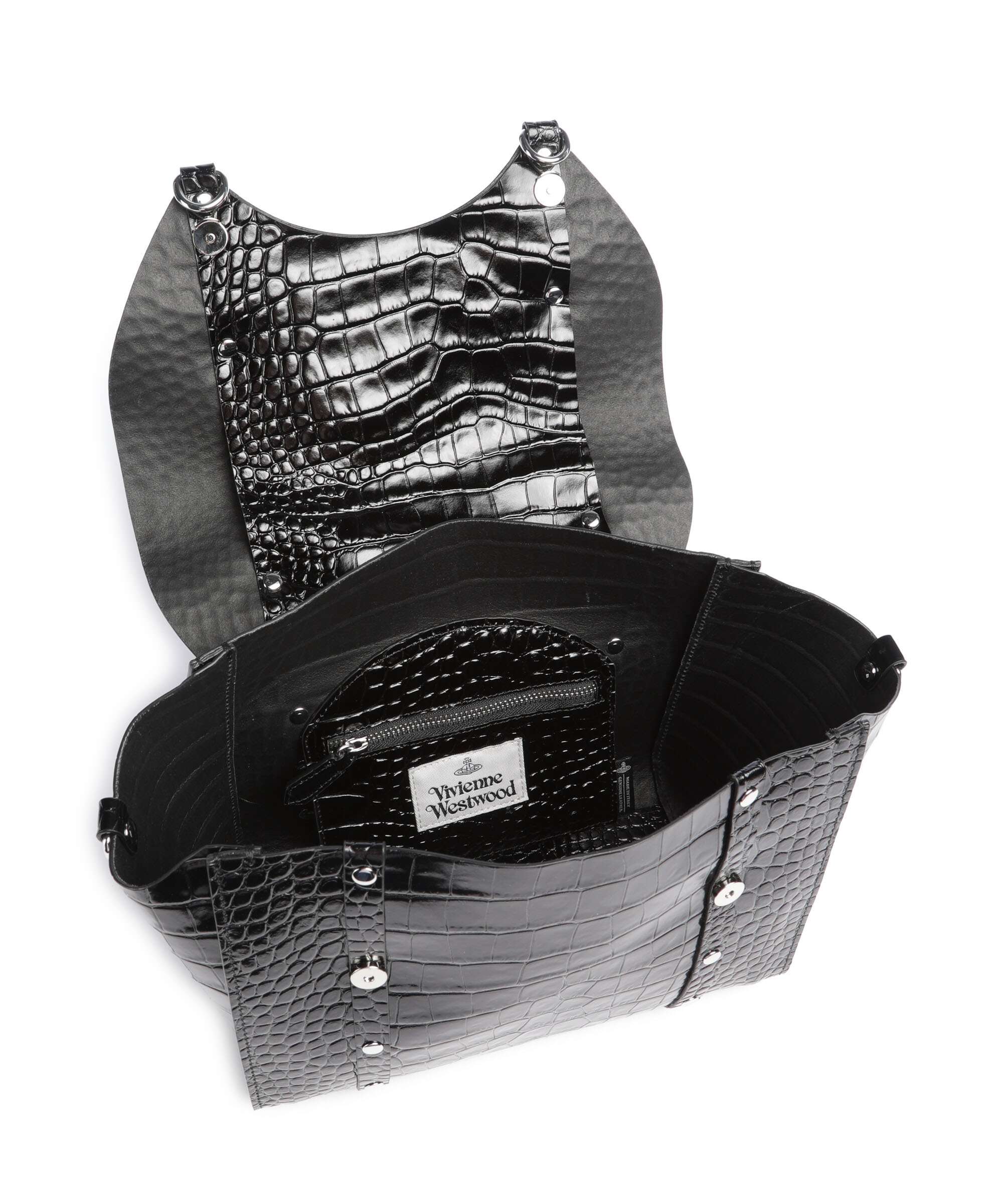 Vivienne Westwood Betty Embossed Croc Medium Handbag black