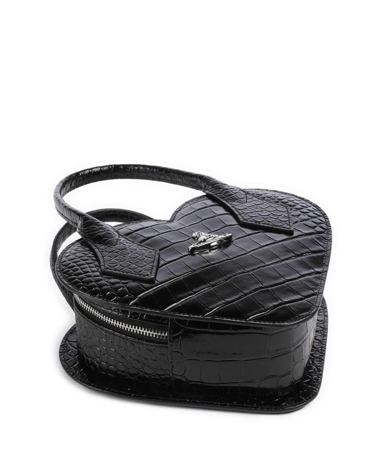 Vivienne Westwood Josephine Heart Embossed Croc Handbag black