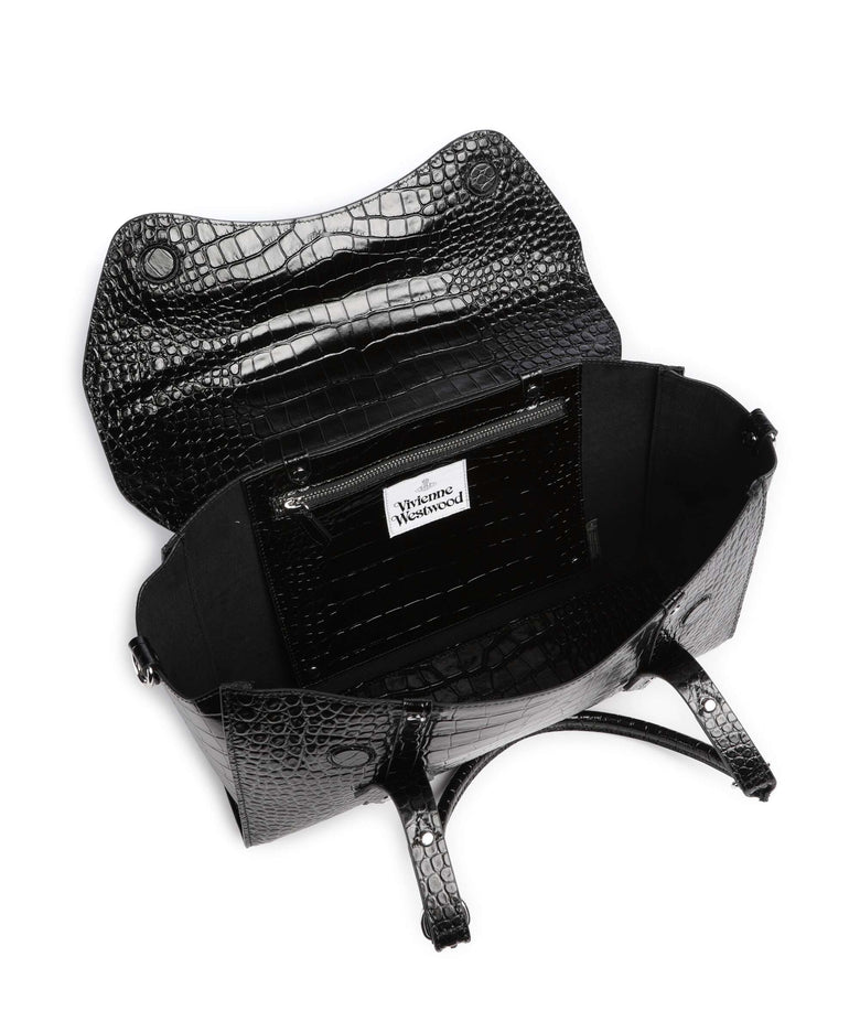Vivienne Westwood Bettina Embossed Croc Medium Tote bag black