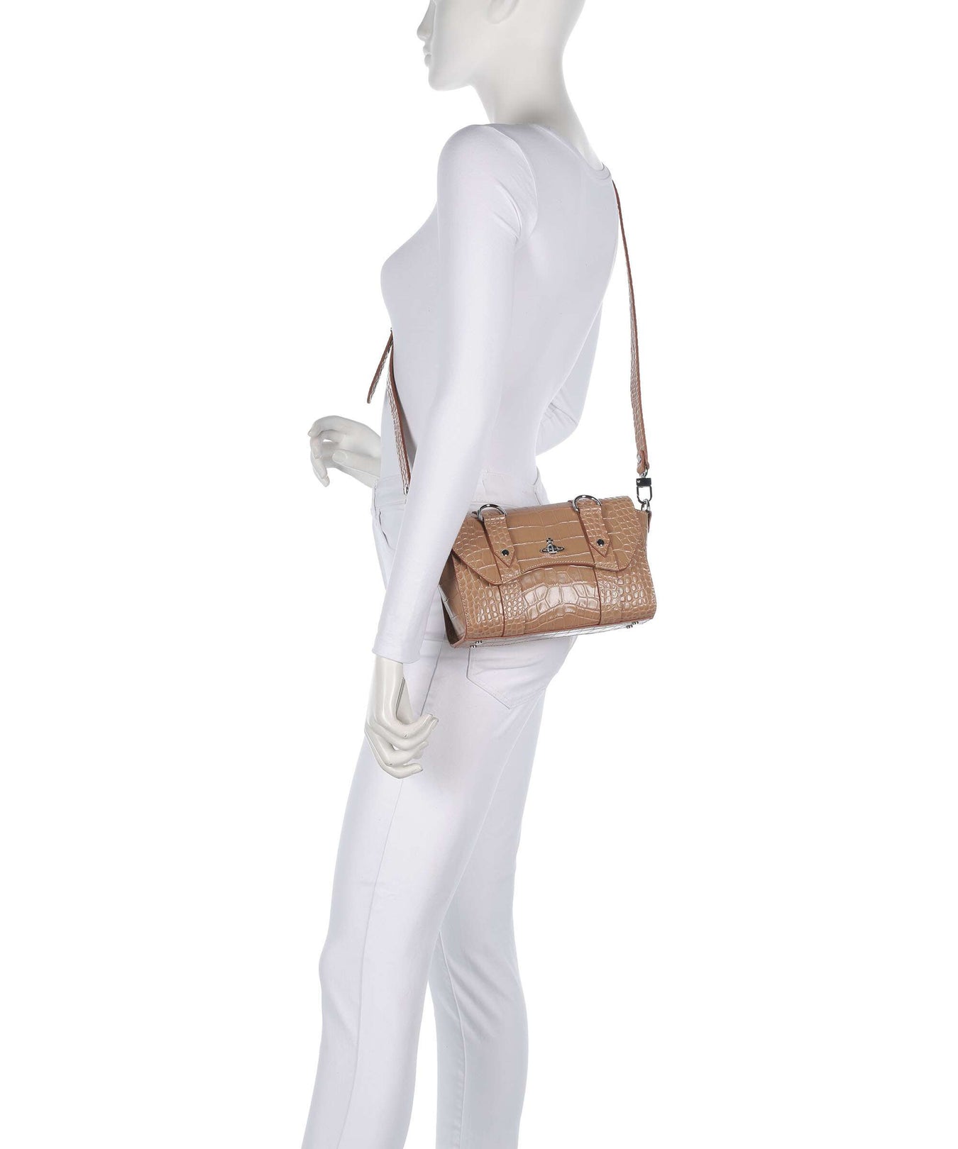 Vivienne Westwood Kimmy Embossed Croc Crossbody bag dusty pink