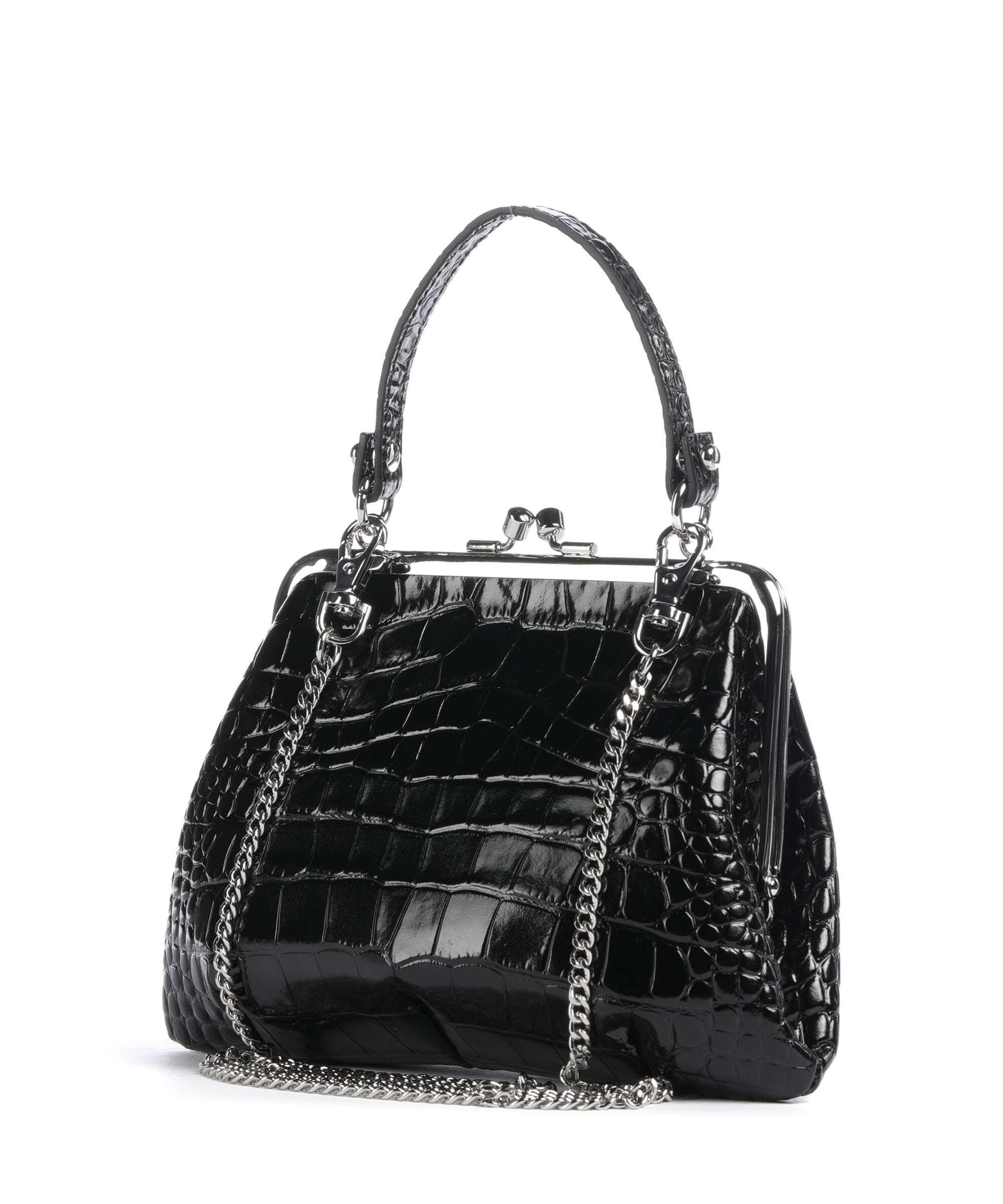 Vivienne Westwood Granny Frame Embossed Croc Handbag black