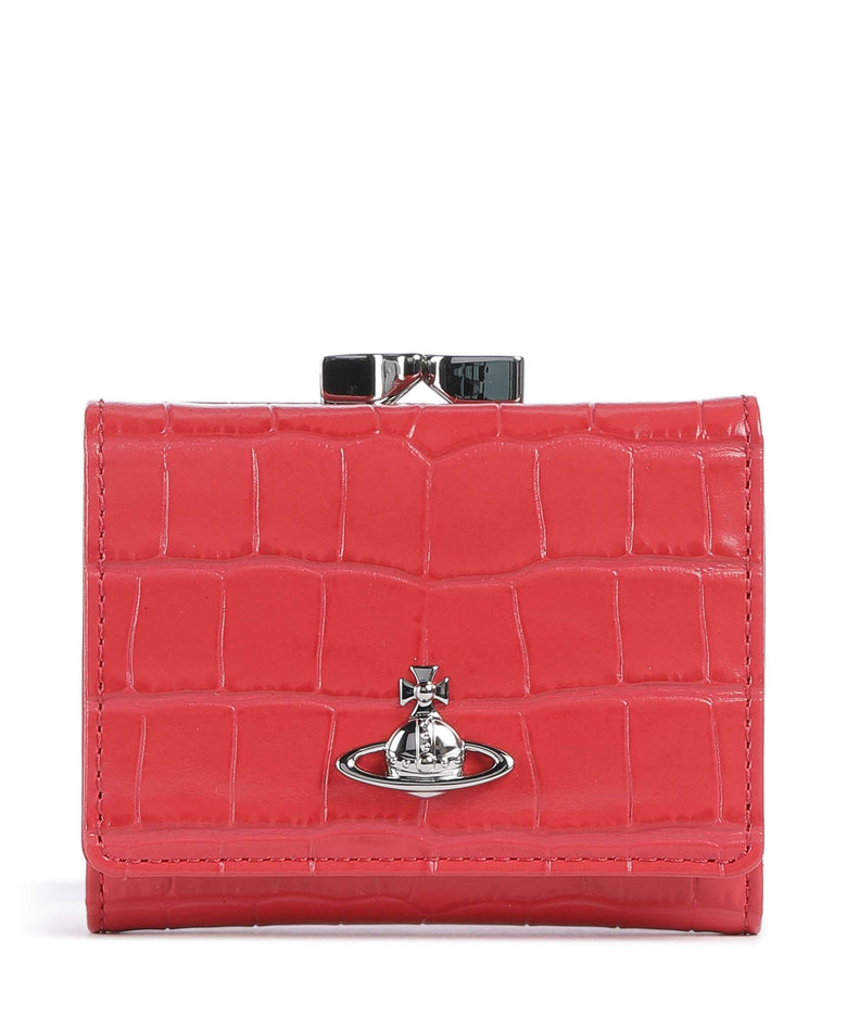 Vivienne Westwood Frame Embossed Croc Small Wallet coral
