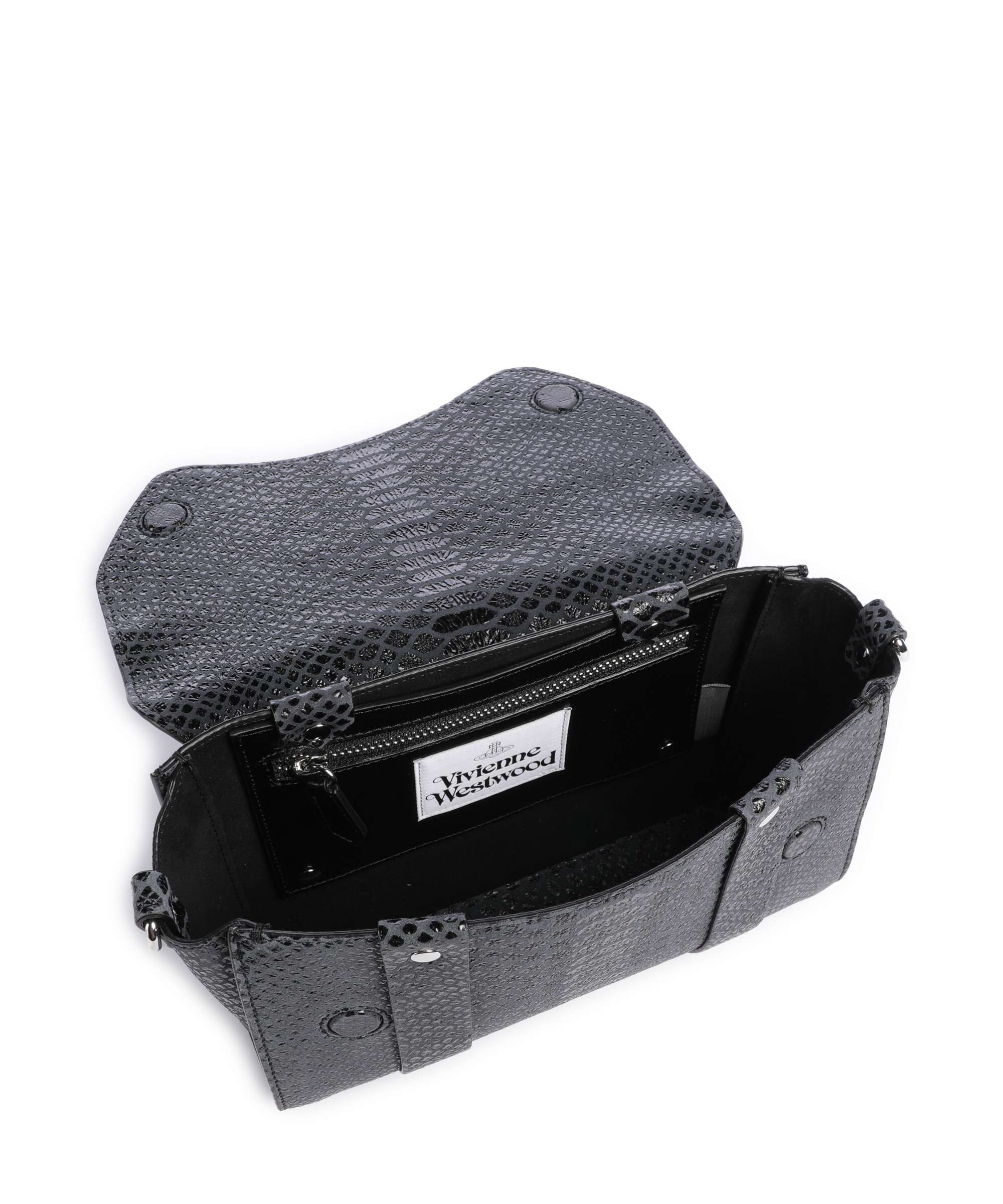 Vivienne Westwood Kimmy Snake Effect Crossbody bag dark grey