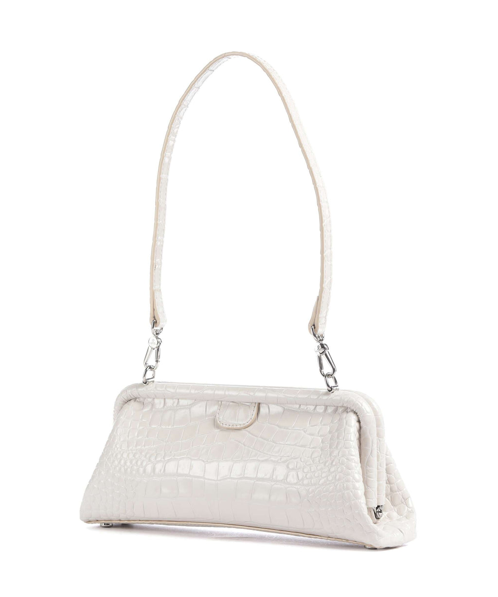 Vivienne Westwood Jane Frame Embossed Croc Shoulder bag pearl white