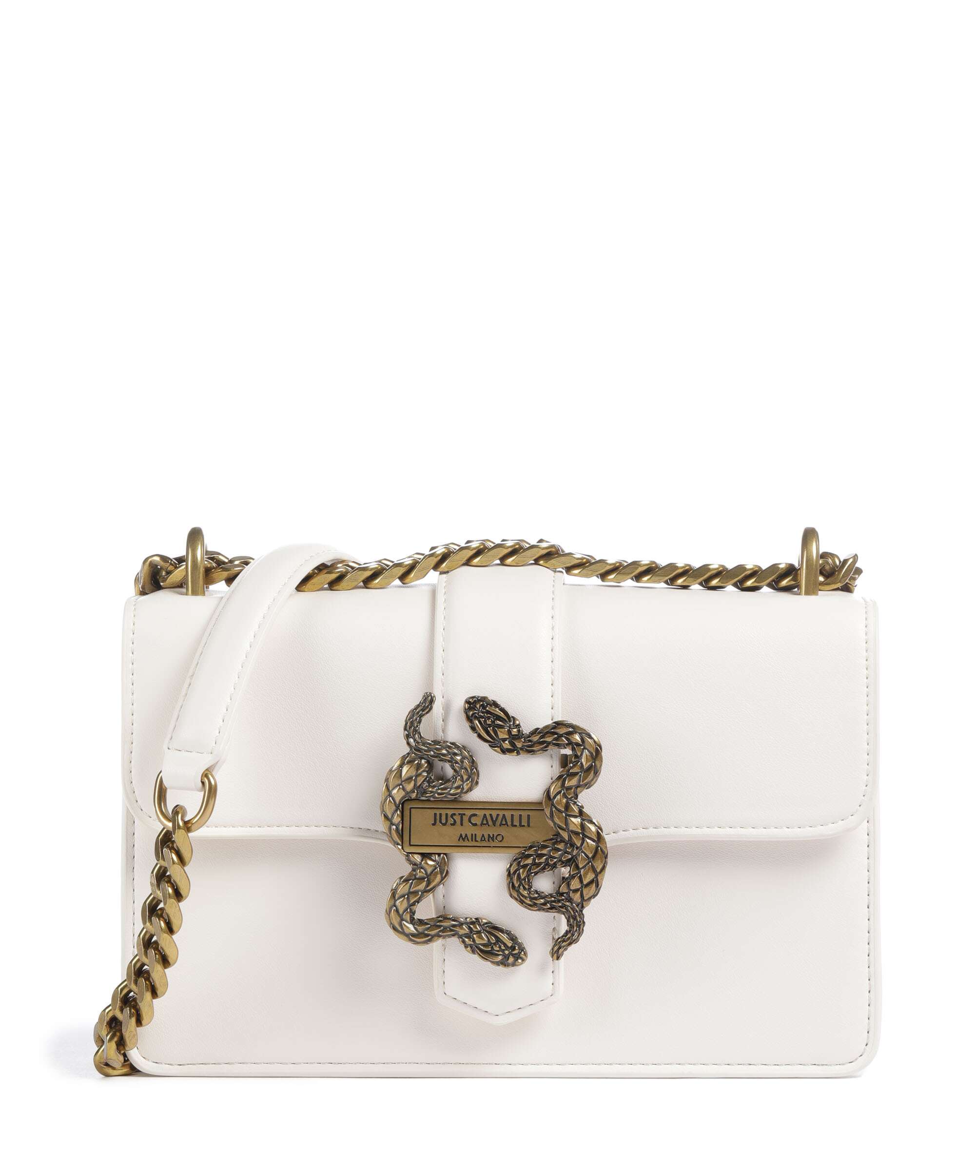 Just Cavalli Iconic Snakes Shoulder bag white