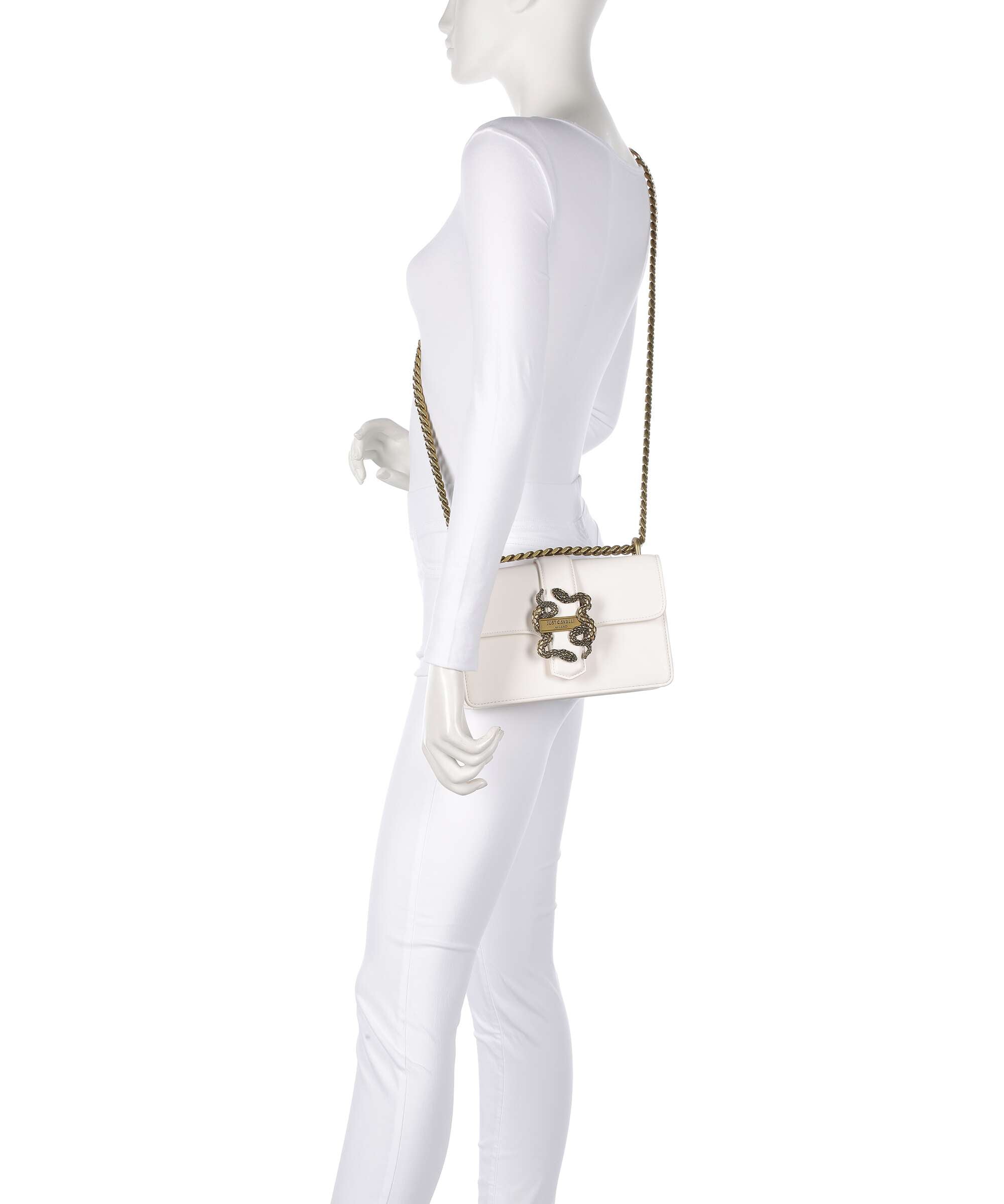 Just Cavalli Iconic Snakes Shoulder bag white