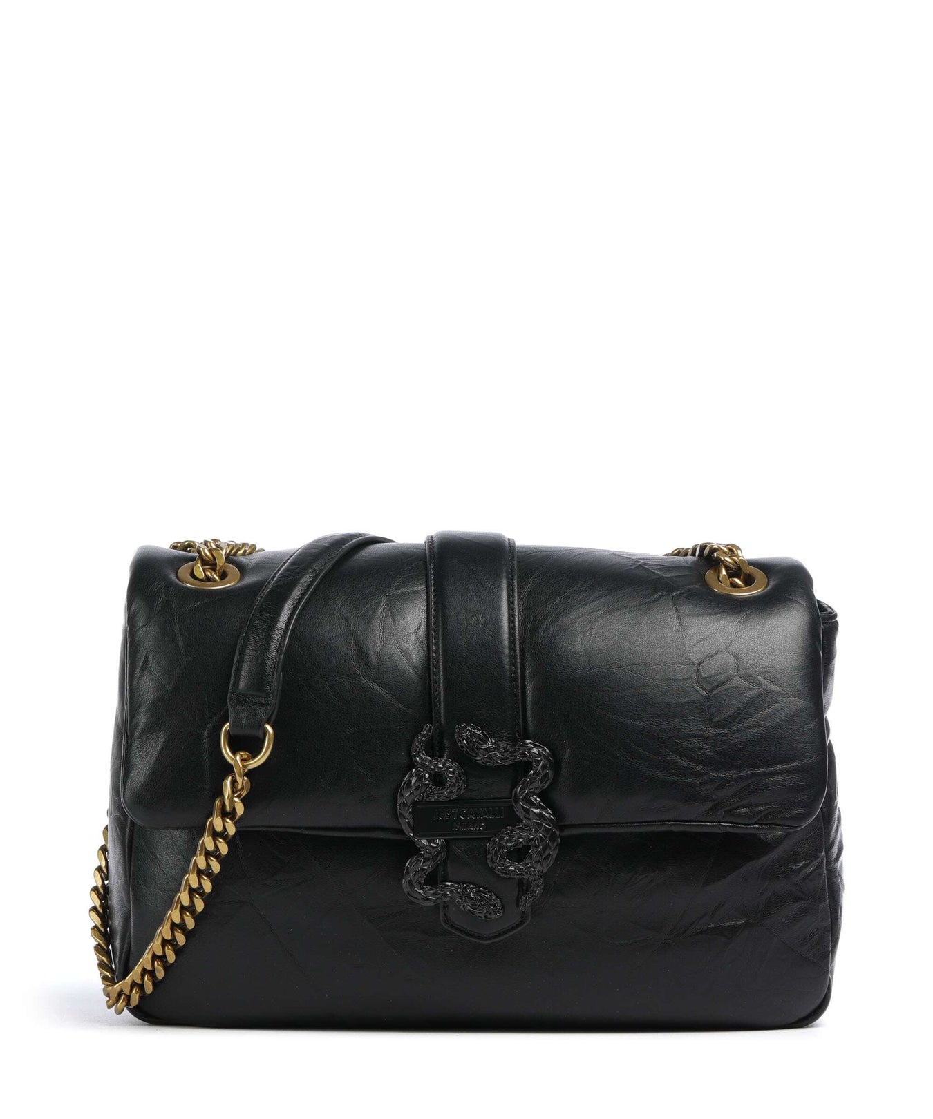 Just Cavalli Iconic Snakes Puffy Shoulder bag black