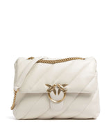Pinko Love Puff Big Axelremsväska bianco seta/antique gold