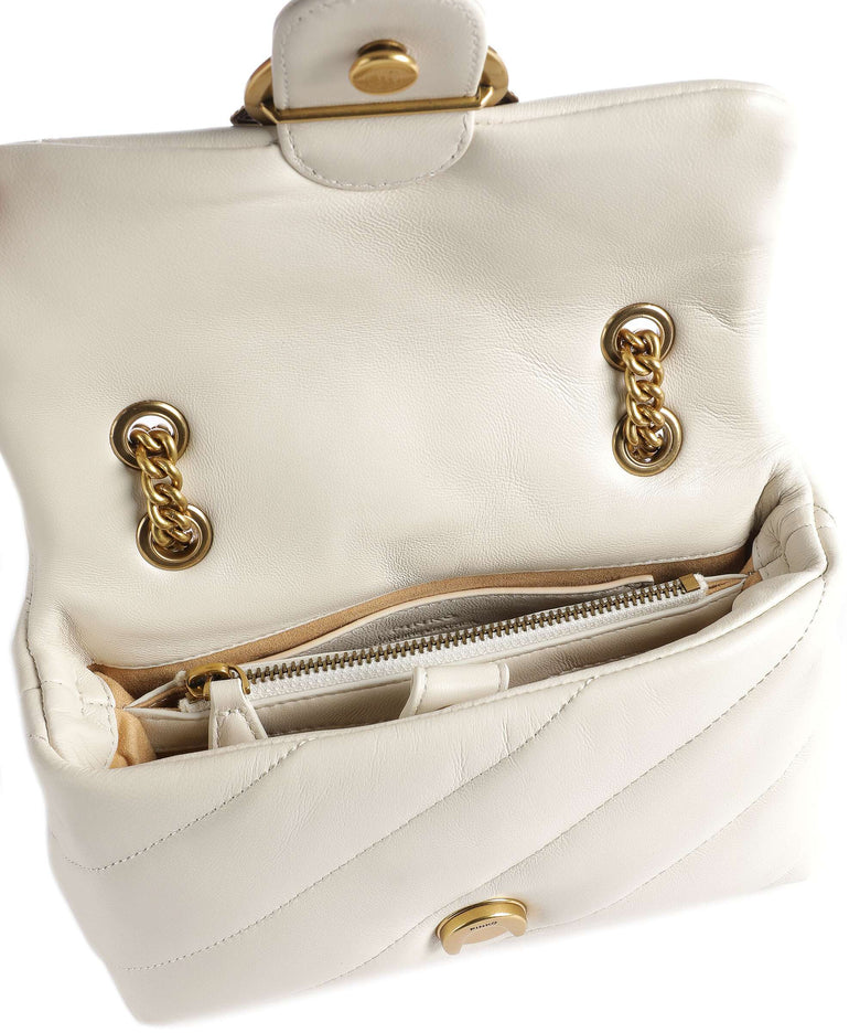 Pinko Love Puff Mini Shoulder bag bianco seta/antique gold