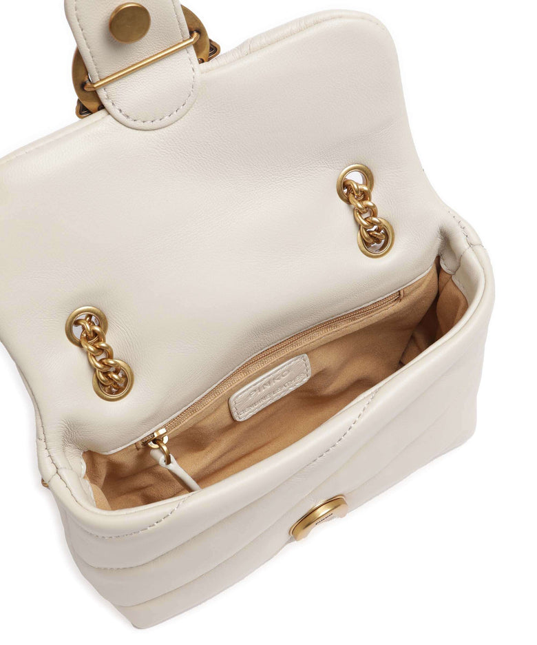 Pinko Love Puff Baby Shoulder bag bianco seta/antique gold