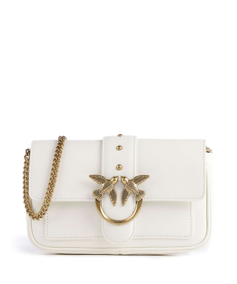Pinko Love One Pocket Crossbody bag bianco seta/antique gold