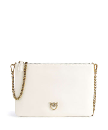 Pinko Flat Classic Crossover väska bianco seta/antique gold