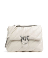 Pinko Love Puff Big Axelremsväska bianco seta/old silver