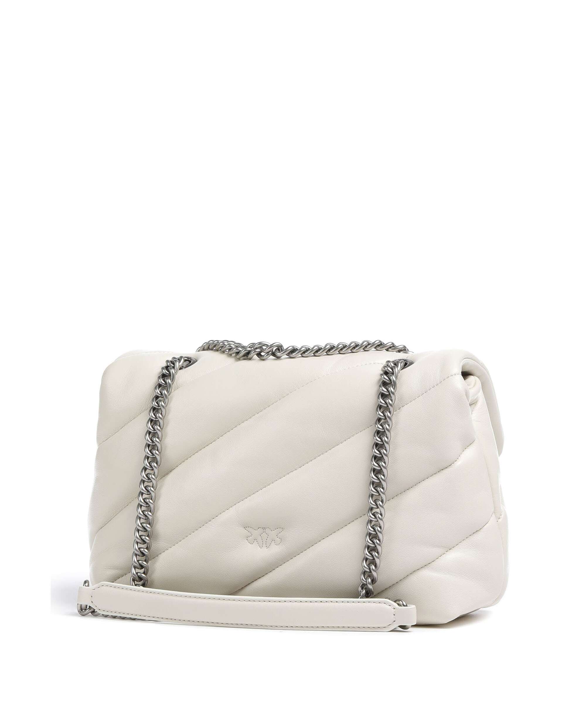 Pinko Love Puff Classic Shoulder bag bianco seta/old silver