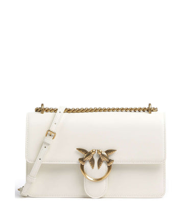 Pinko Love One Classic Axelremsväska bianco seta/antique gold
