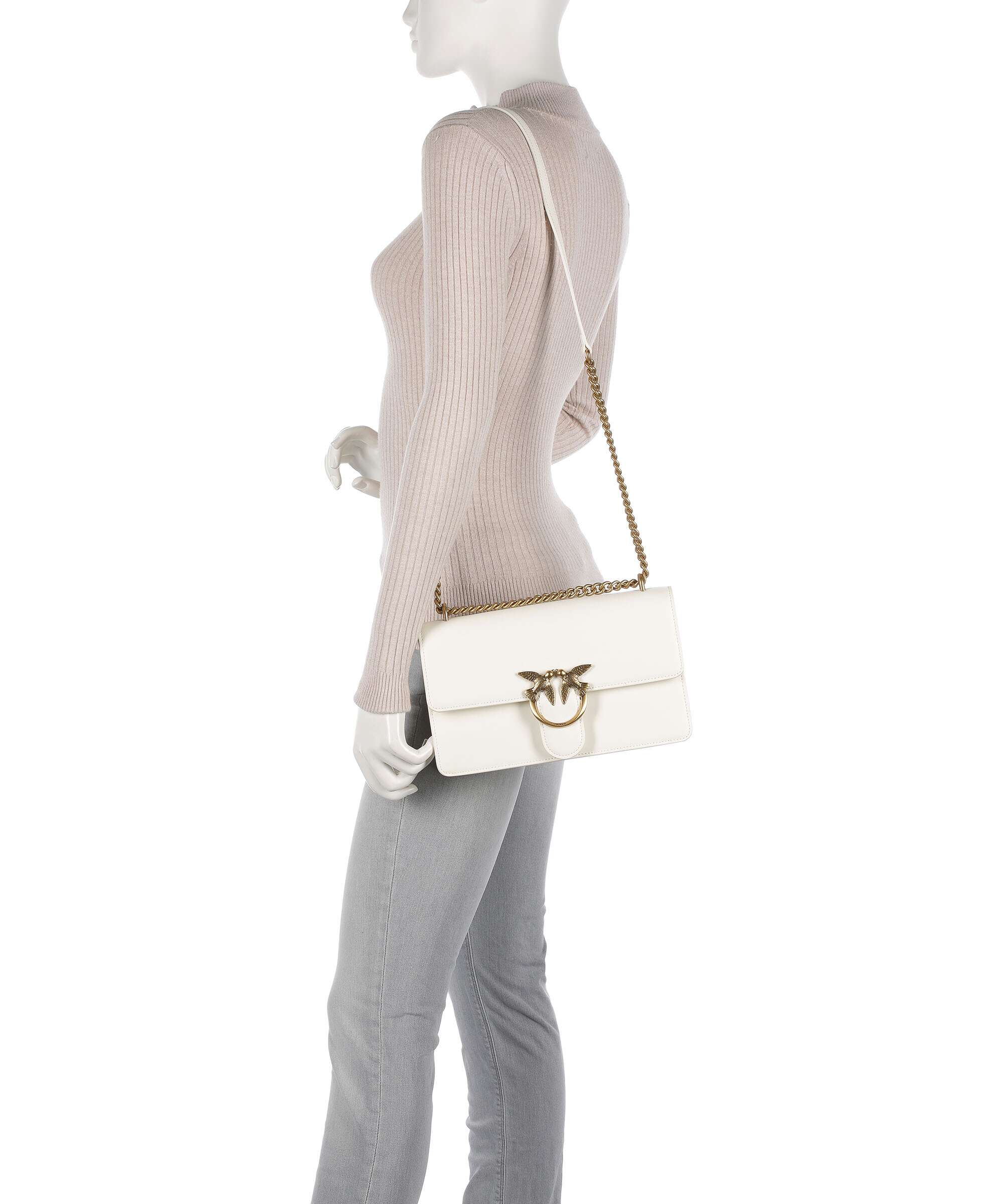 Pinko Love One Classic Shoulder bag bianco seta/antique gold