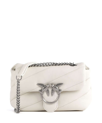 Pinko Love Puff Baby Axelremsväska bianco seta/old silver