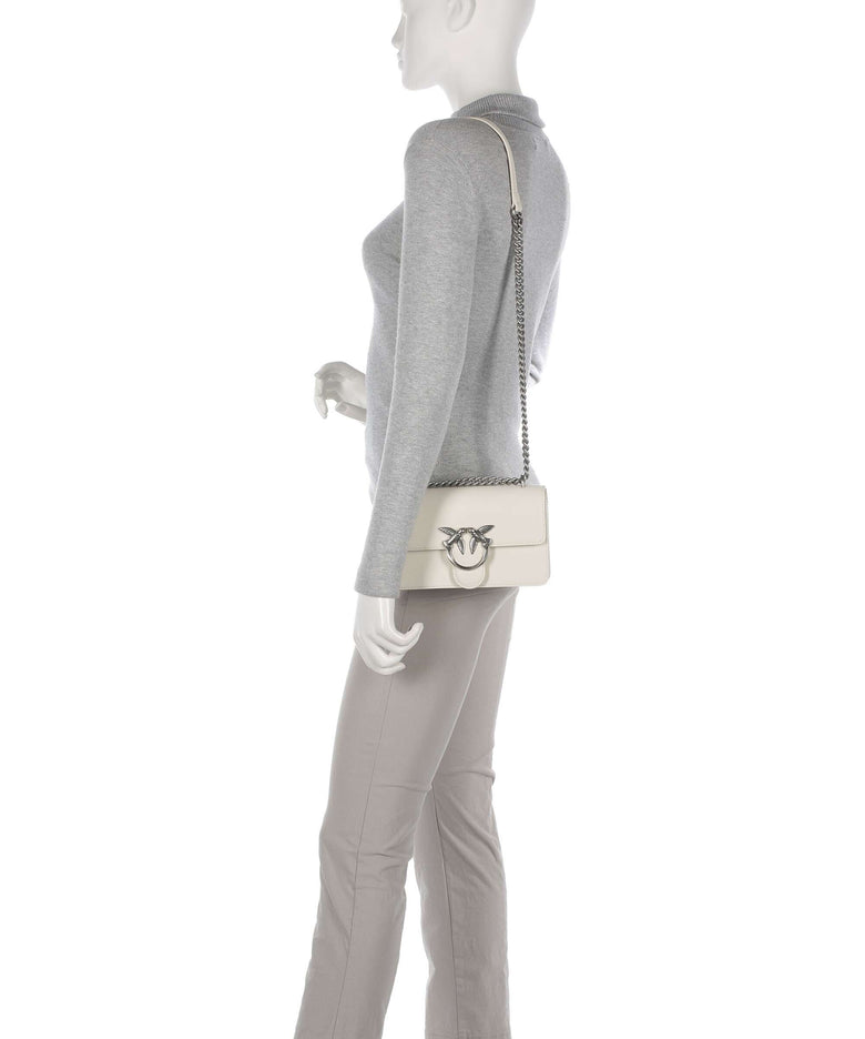 Pinko Love One Mini Shoulder bag bianco seta/old silver