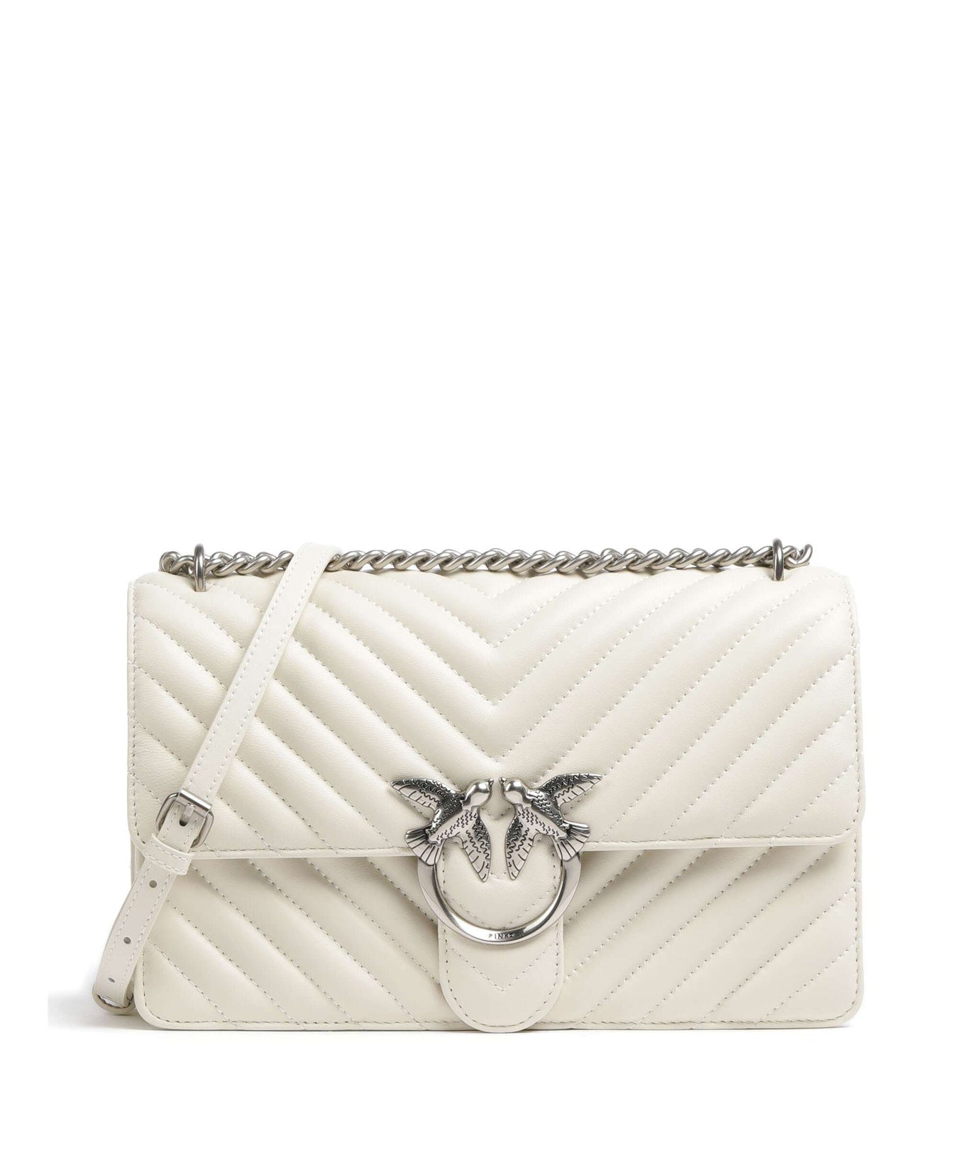 Pinko Love One Classic Shoulder bag bianco seta/old silver