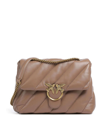 Pinko Love Puff Big Axelremsväska biscotto zenzero/antique gold