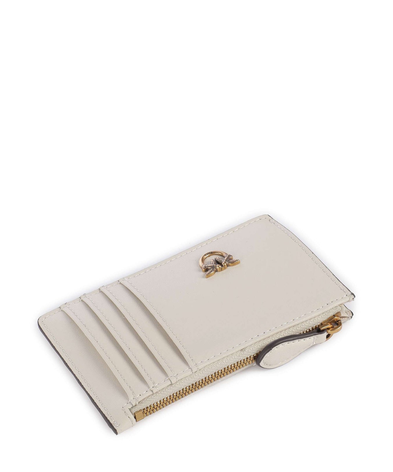 Pinko Airone Credit card holder bianco seta/antique gold