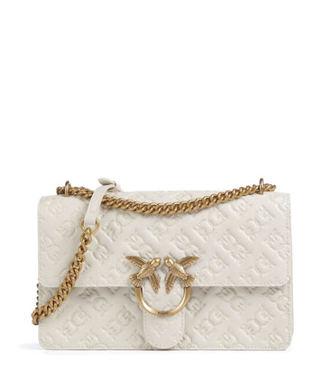 Pinko Love One Classic Axelremsväska bianco seta/antique gold