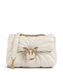 Pinko Love Puff Mini Axelremsväska bianco seta/antique gold