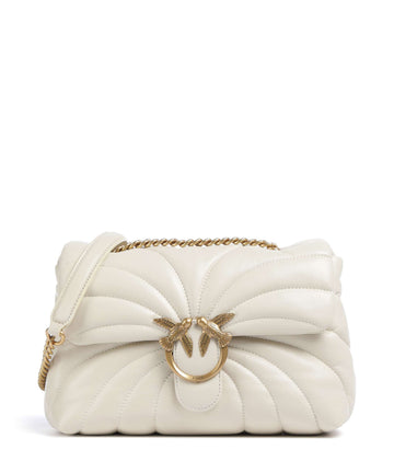 Pinko Love Puff Classic Axelremsväska bianco seta/antique gold